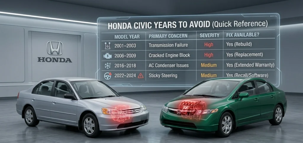 Quick Reference: Which Honda Civic Years Have Known Issues?