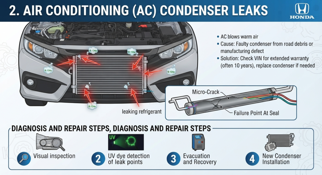 2. Air Conditioning (AC) Condenser Leaks