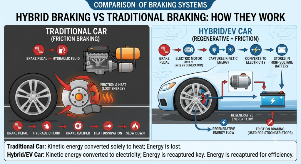 Comparing Hybrid Braking to Traditional Cars