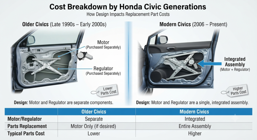 Cost Breakdown by Honda Civic Generations