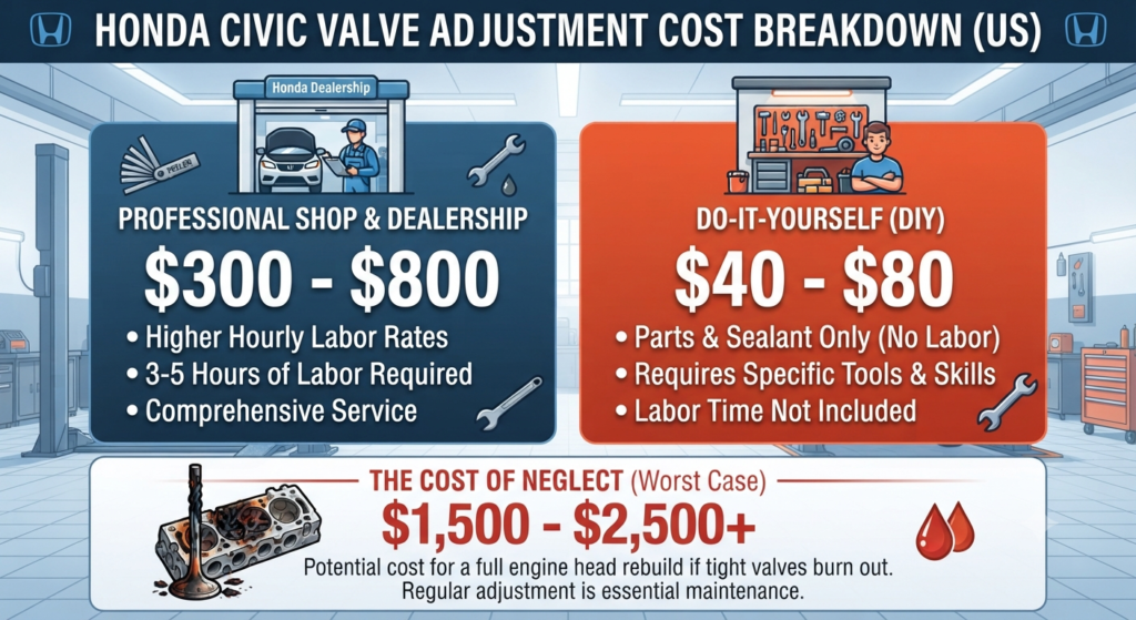 Honda Civic Valve Adjustment Cost Breakdown in the US