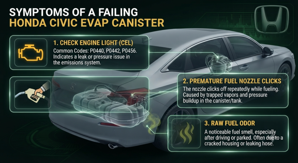 Symptoms of a Failing Honda Civic EVAP Canister