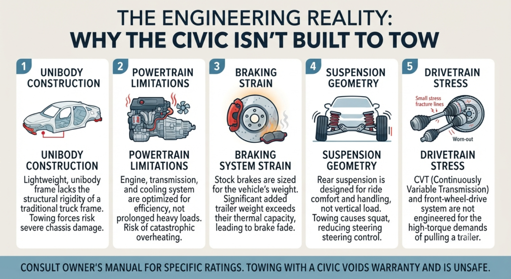 The Engineering Reality: Why the Civic Isn’t Built to Tow