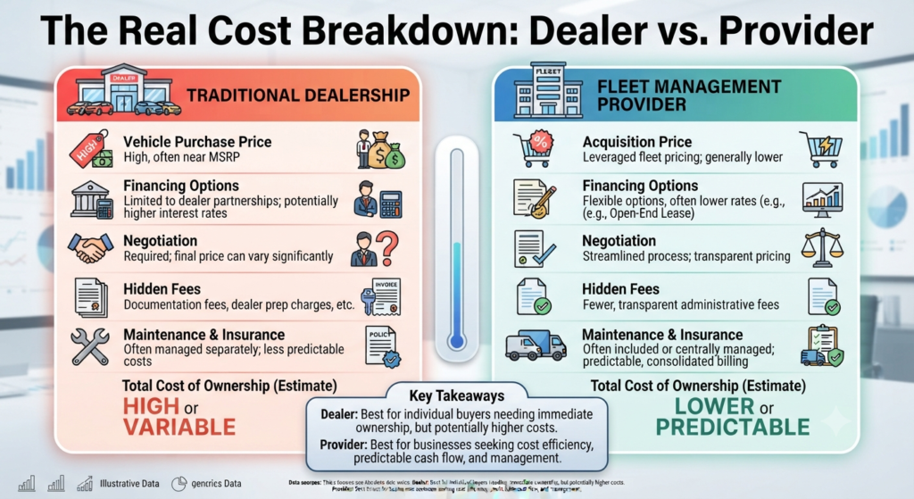The Real Cost Breakdown: Dealer vs. Provider