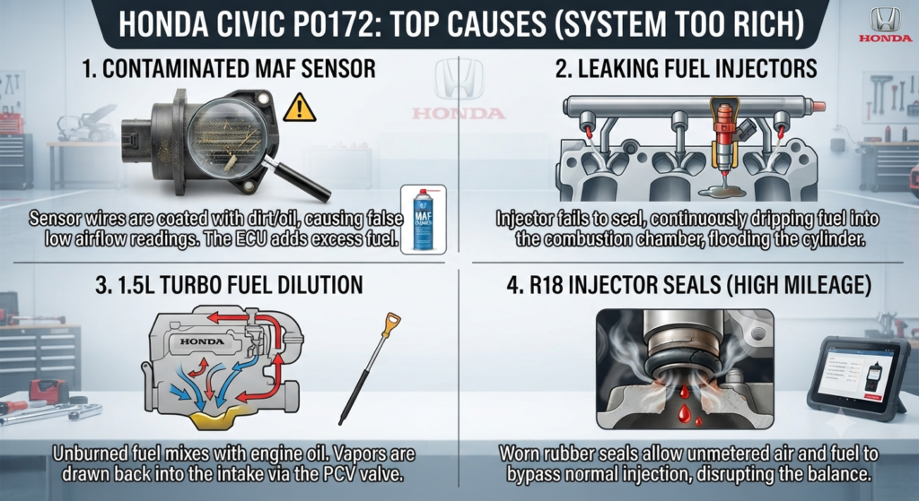 Top Causes for Honda Civic P0172