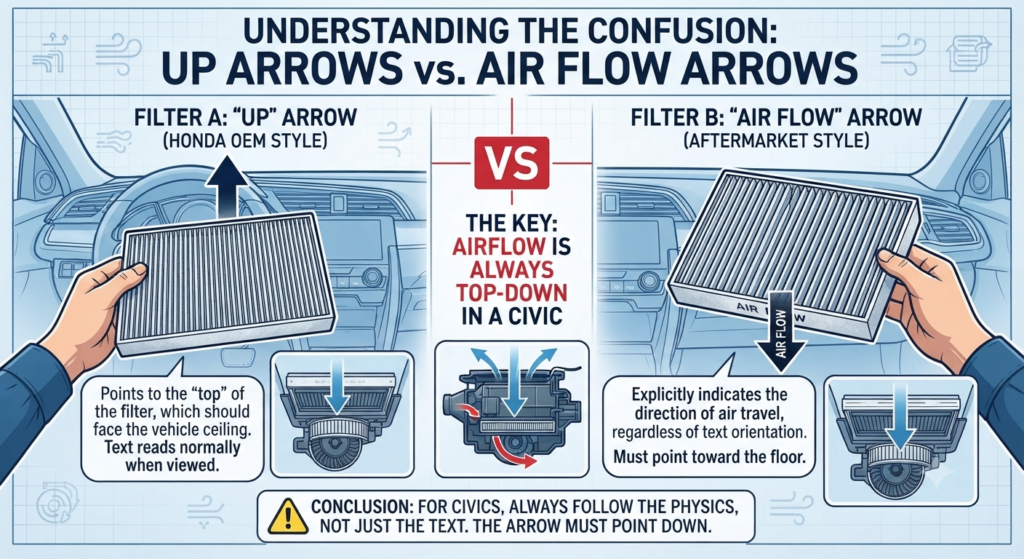 Understanding the Confusion: UP Arrows vs. Air Flow Arrows