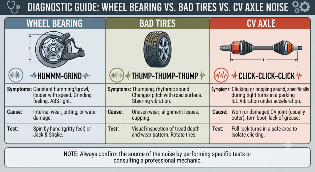 Wheel Bearing vs. Bad Tires vs. CV Axle Noise