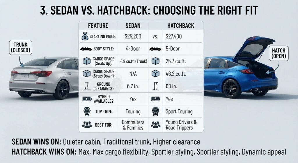 3. Sedan vs. Hatchback: Choosing the Right Fit