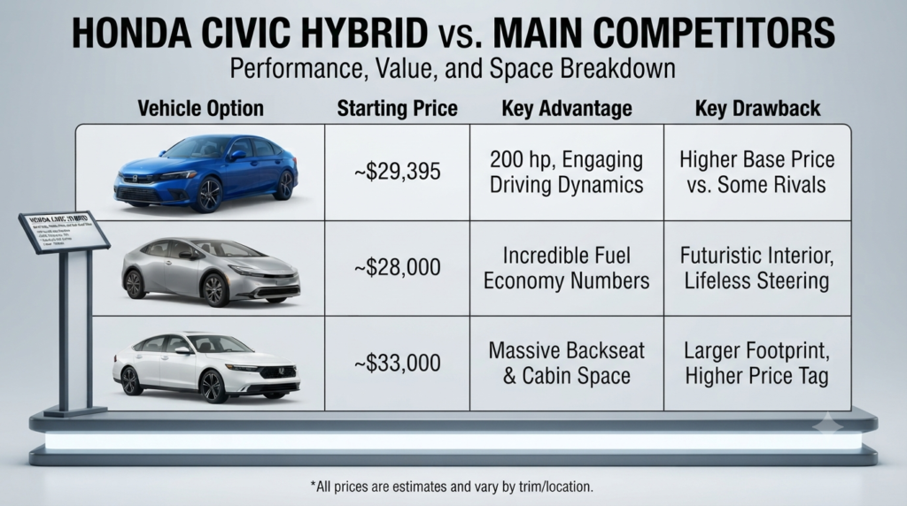 Civic Hybrid vs. Main Competitors