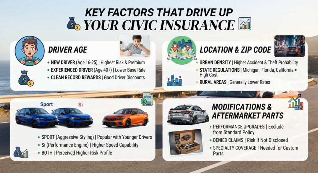 Key Factors That Drive Up Your Civic Insurance