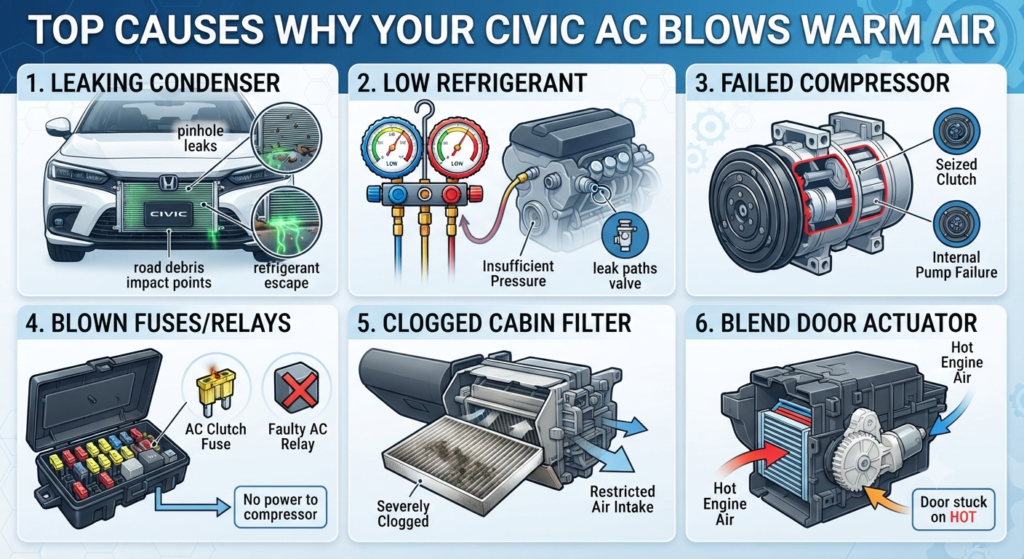 Top Causes Why Your Civic AC Blows Warm Air