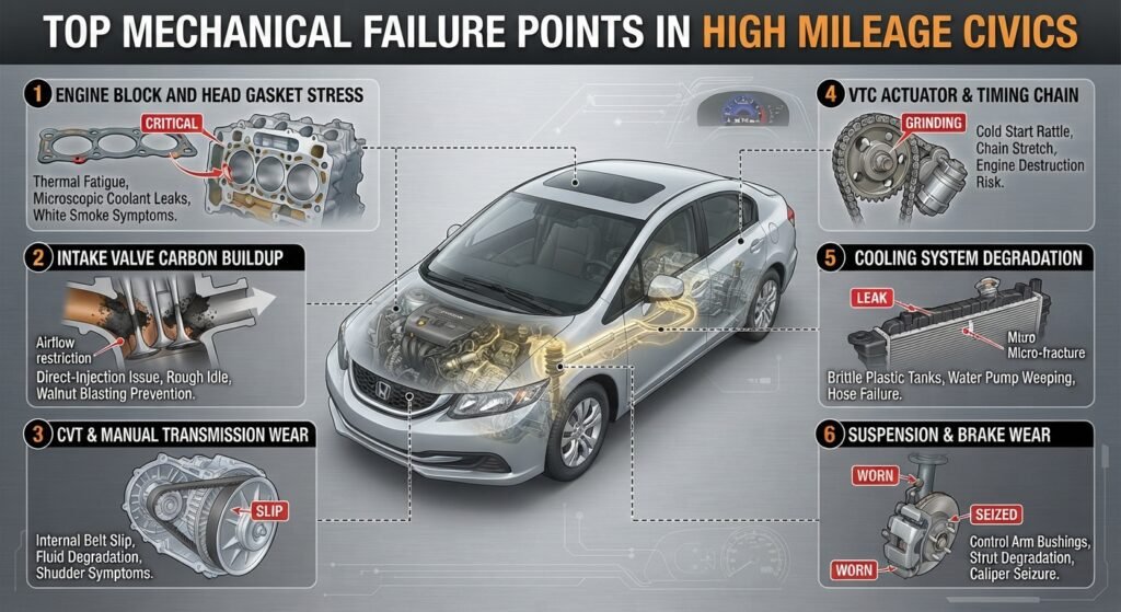 Top Mechanical Failure Points in High Mileage Civics