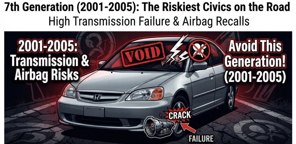 7th Generation (2001 to 2005) The Riskiest Civics on the Road